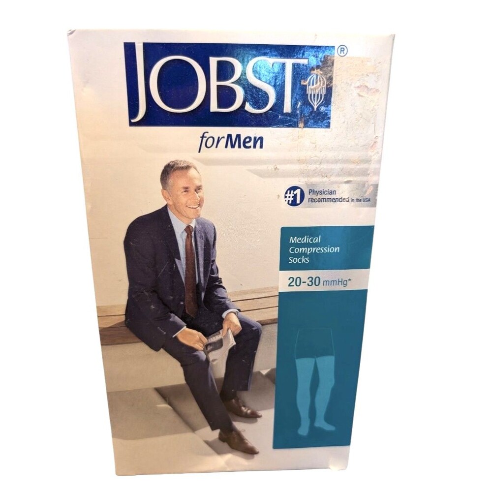 Jobst Mens 20-30 mmHg Medium 115103 Khaki Knee High CT Compression Stockings New
